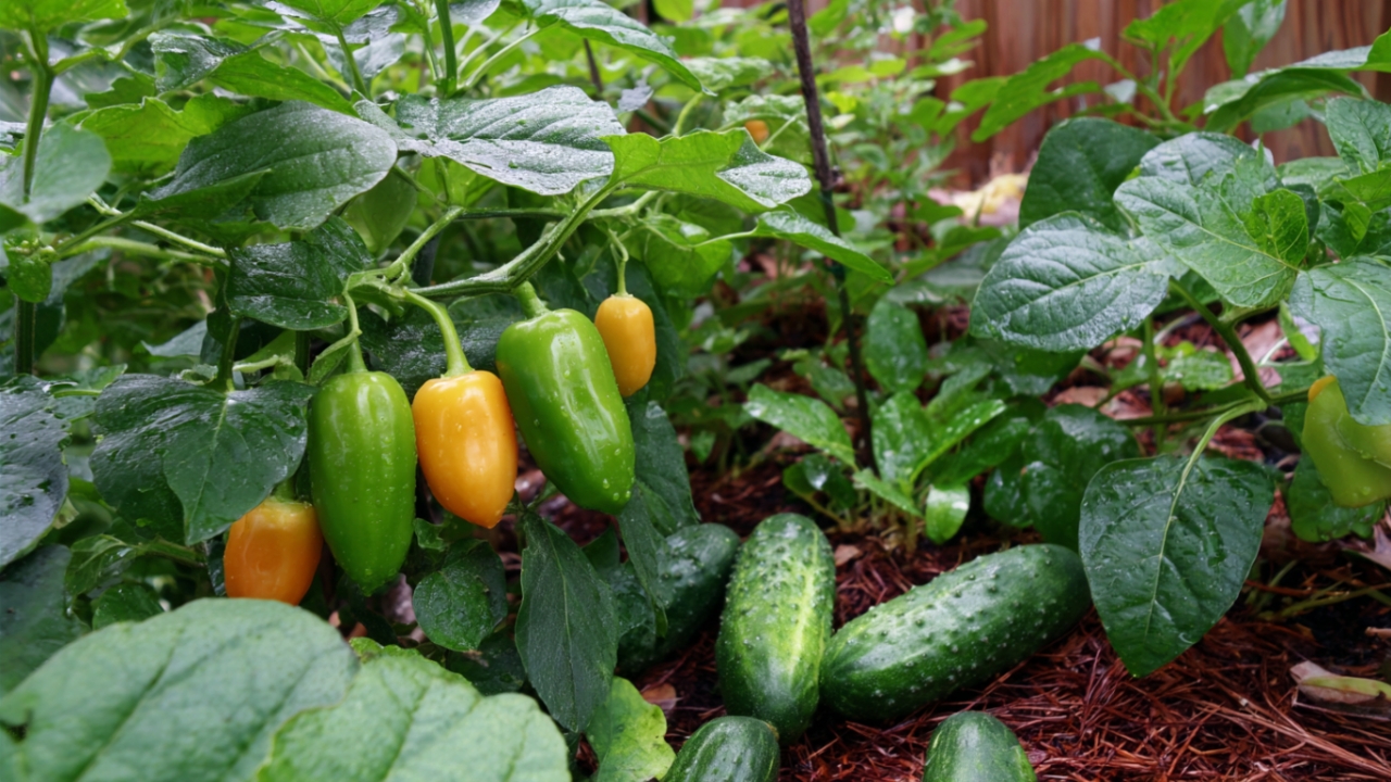 Paprika i krastavac rastu zajedno u bašti